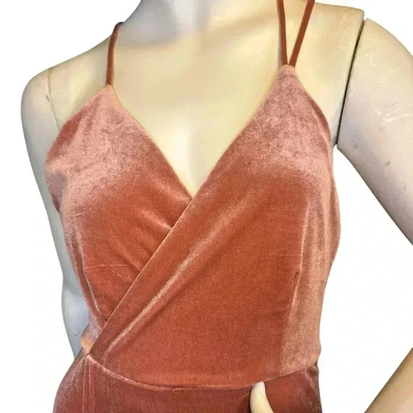 Lulus whimsical romance pink velvet faux-wrap maxi dress slits size medium.#67 - Picture 3 of 12